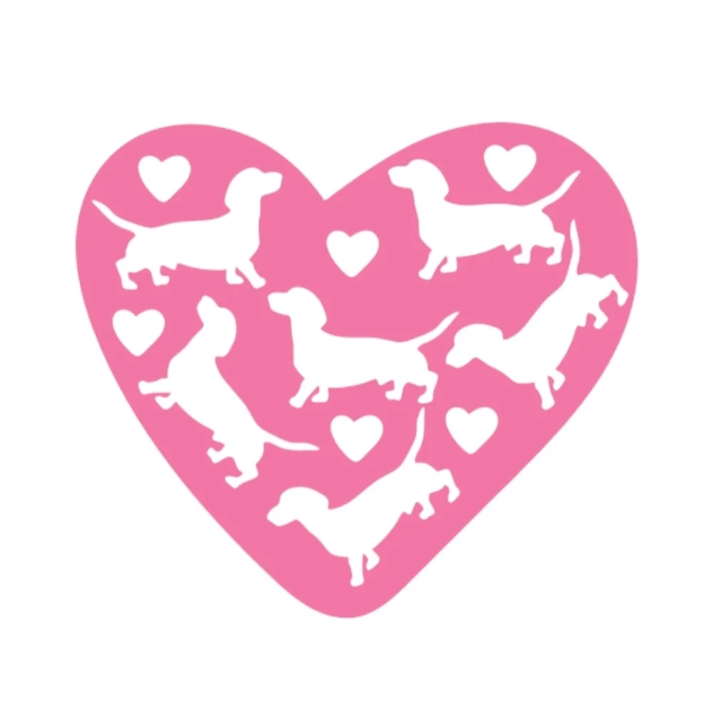 Pink Heart Love Dachshund Dogs Vinyl Graphic Auto Laptop Decal‎ Animal Sticker
